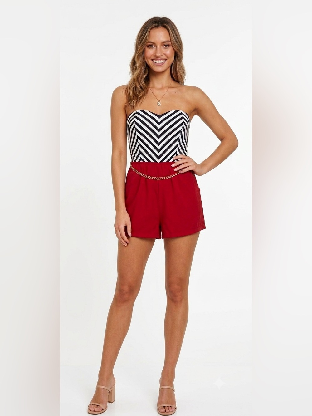 NWT Strapless Romper with Belt Size Large